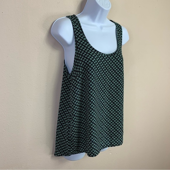 XS Pleione Black Teal Geometric Print Blouse Sleeveless Extra Small 0 2 Tribal - Picture 2 of 9